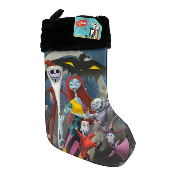 Nightmare Before Christmas Sally Jack Stocking Black Fuzzy Faux Fur Top 15" NEW - Picture 4 of 5